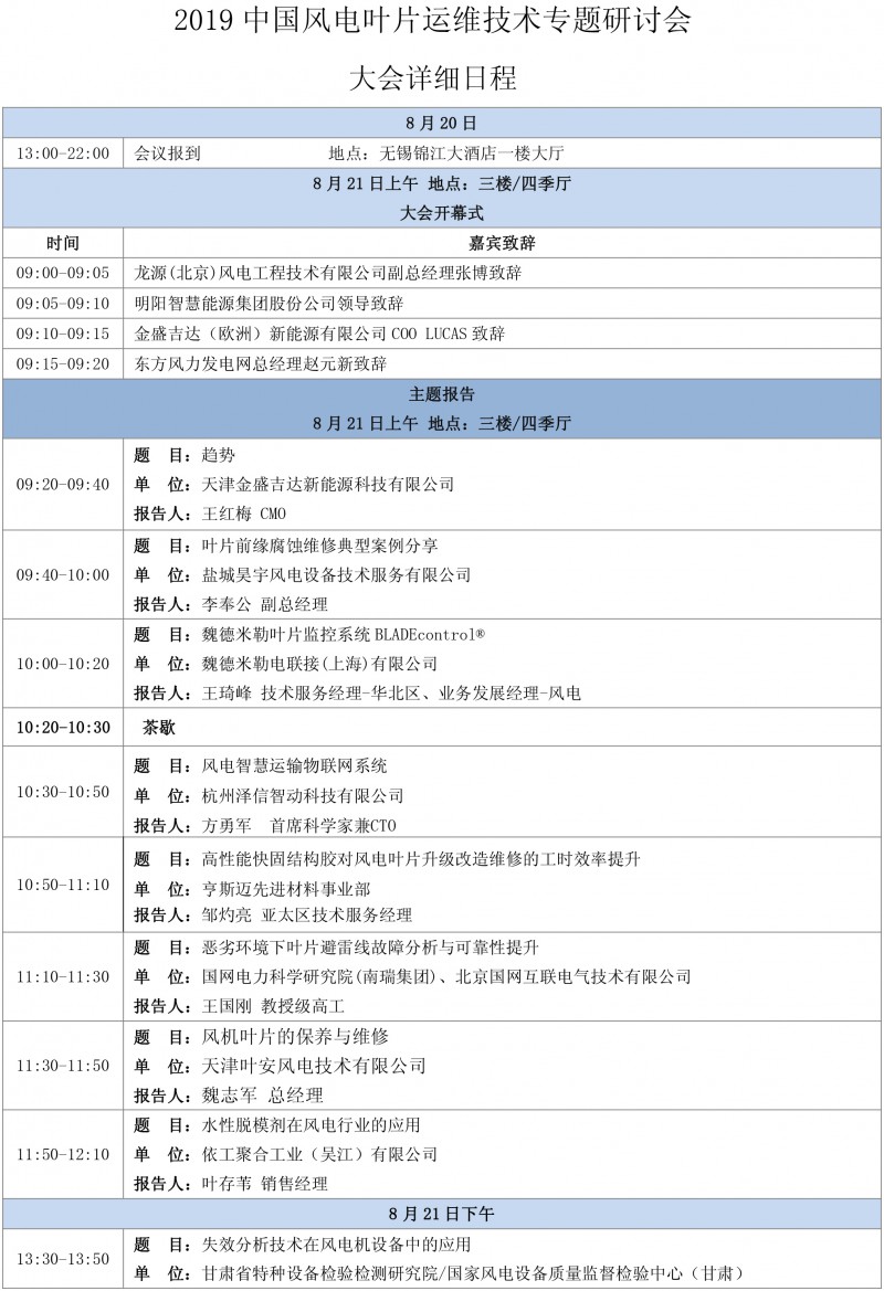 CWPM2019：大会详细日程